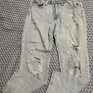 Distressed KANCAN Light Blue Women's Jeans Relaxed Fit